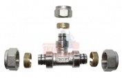 PEX Trójnik skręcany 20x16x20 PEX-PEX-PEX redukcyjny