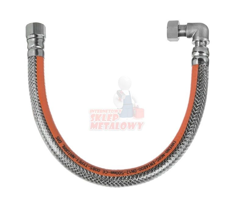 Wąż gazowy z kolankiem L-100cm